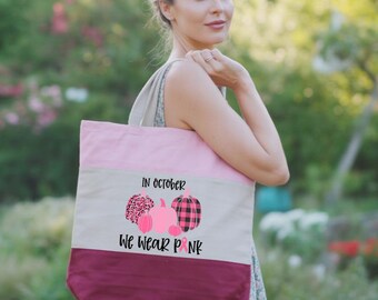 Breast Cancer Awareness Tote Bag: Pink Pumpkin Design, Cancer Support Gift