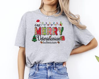 Vet Tech Christmas T-Shirt, Merry Veterinarian Technician Tee