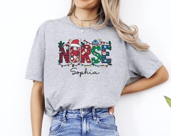 Custom Nurse Christmas T-Shirt: Personalized Xmas Gift