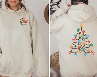 Custom Vet Tech Christmas Tree Hoodie, Personalized Veterinary Gift