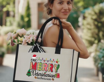 Vet Tech Christmas Tote Bag: Veterinarian Technician Gift