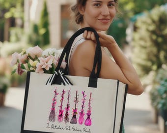 Spooky Halloween Tote Bag: Witchy In October We Wear Pink Ribbon