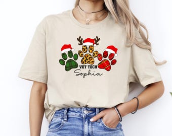 Custom Vet Tech Christmas T-Shirt: Personalized Veterinary Gift