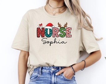 Custom Nurse Christmas T-Shirt: Personalized Xmas Gift
