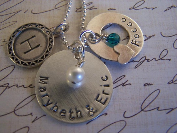 Items similar to Handstamped Multi Disc Necklace on Etsy