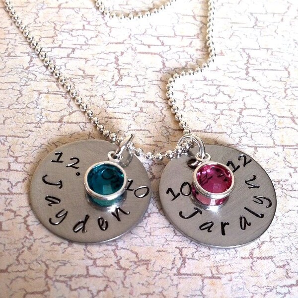 Handstamped Necklace - Stainless Steel - Mother's Necklace