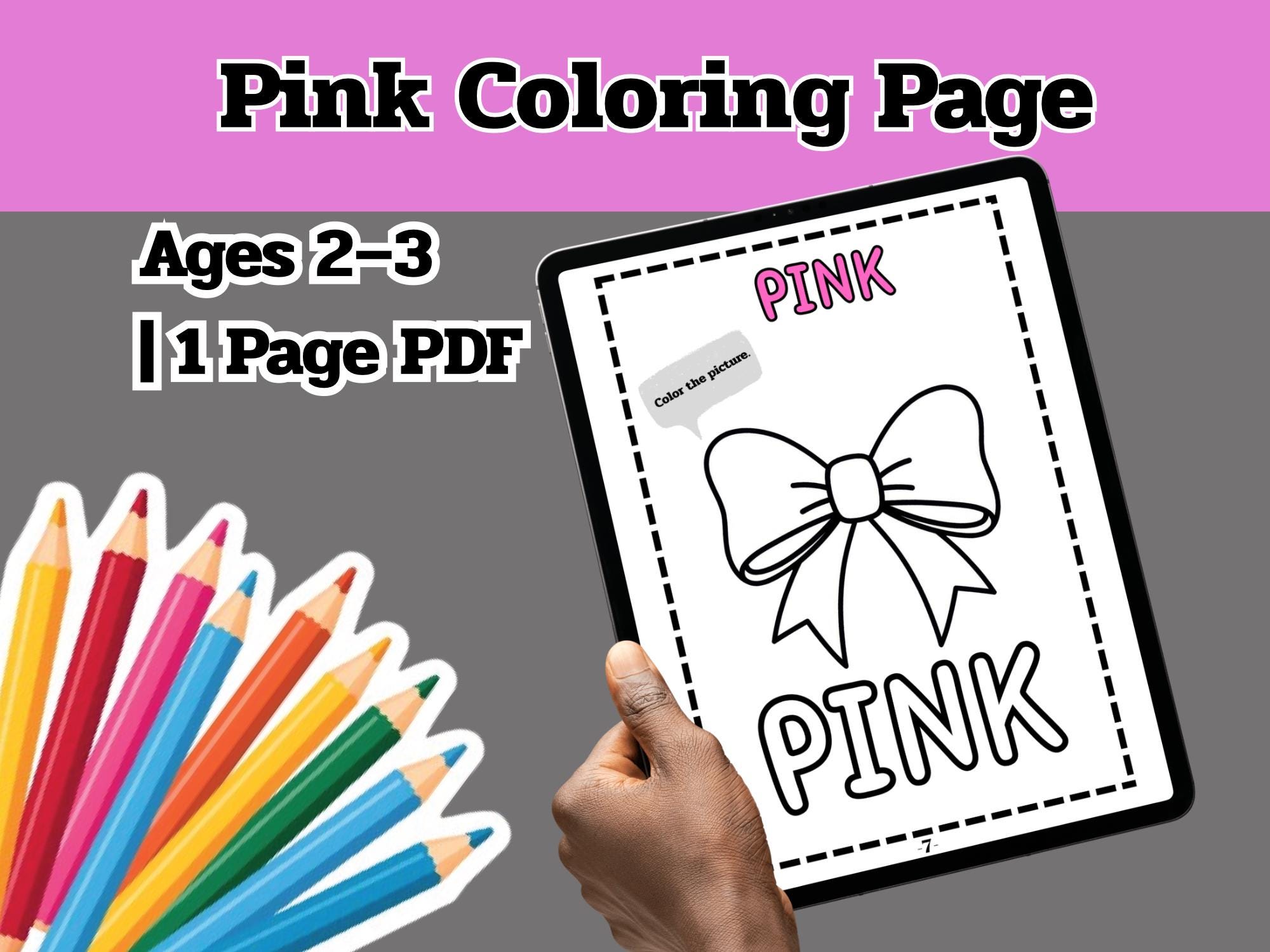 Pink Color Coloring Page for Toddlers | Preschool Worksheet | Printable ...