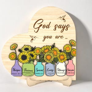 Dios dice que eres religioso. Archivo cortado con láser, signo de corazón religioso SVG, flor cristiana SVG, versículo bíblico, citas cristianas, archivos SVG de Glowforge.