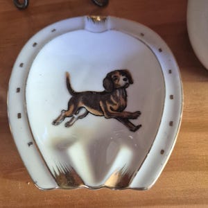 Vintage Mini Ashtray with Dog