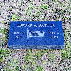 Premium All Natural Black Granite Grave Marker – 24&quot;x12&quot;x3&quot; Memorial Headstone, Pet Headstone, Foot Stone, Garden Memorial Marker