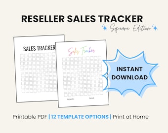 Fillable Sales Tracker For Poshmark & eBay Resellers | Daily Monthly Printable Sheet | Online Ecommerce Seller Tool (12 Square Templates)