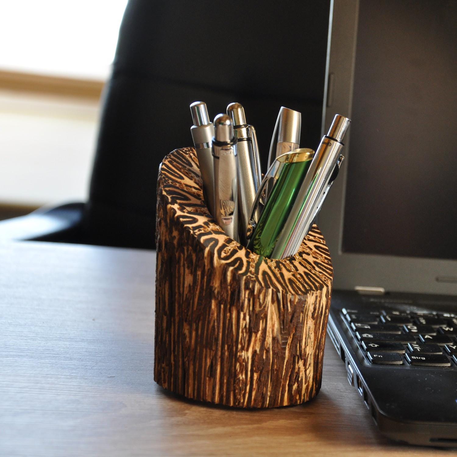 Pen holder HAERE fern wood natural round