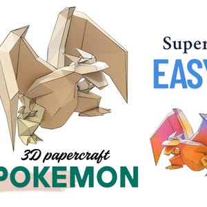 Manualidades de papel 3D / Manualidades de papel de Pokémon / Escultura de papel 3D / Plantilla digital DIY en PDF / Decoración de Pokémon