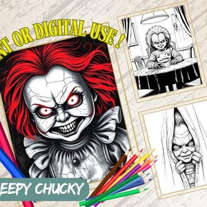 36 Creepy Kawaii Coloring Pages Scary Chucky Coloring Pages Teen Coloring Pages Halloween Color Book Skull Witch Creepy Clowns PDF