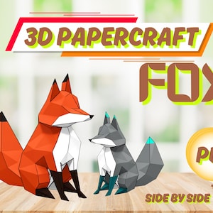 3D Papercraft / Fox paper craft / 3d printable art/ 3d paper sculpture / DIY digital template pdf / home decor printable Low poly art