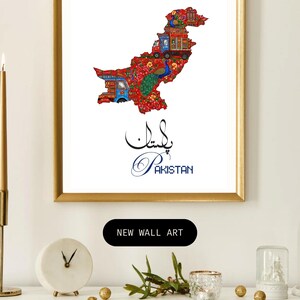 Pakistaanse kaart met vrachtwagenkunstpatroon, desi-kunst, afdrukbaar muurontwerp, culturele huiskunst