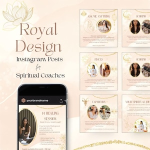 Goddess Instagram Template for Tarot Astrology | Spiritual Coach Canva Pack | Pink & Gold Healing Branding | Holistic Social Media Branding