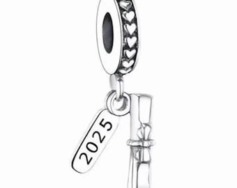 Graduation charm 2025 925 sterling silver fit for bracelet and necklace