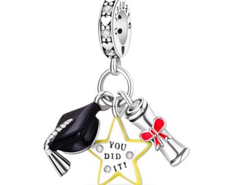 Sterling Silver Graduation Cap Charm 925 | you did it pendant