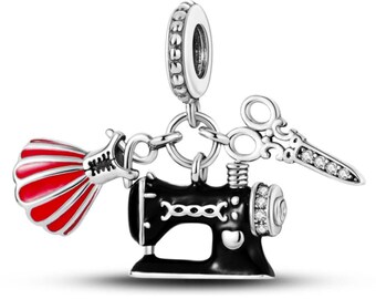 Nähmaschine Charm 925 Sterling Silber für Armband, Nähmaschine Charm