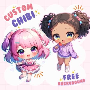 Retrato kawaii personalizado, retrato kawaii, retrato de pareja, retrato chibi, personaje chibi, ilustración chibi, Chibi personalizado, Chibi kawaii