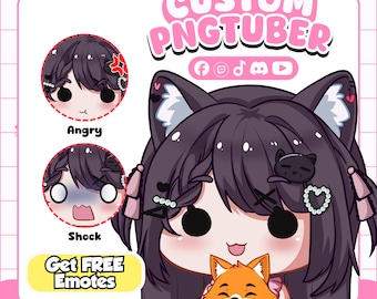 Custom Chibi PNGTuber, PNGTuber Commission, Streaming Avatar Commission, Catgirl PNGTuber, Neko PNGTuber, PNGTuber Model, Premade PNGTuber