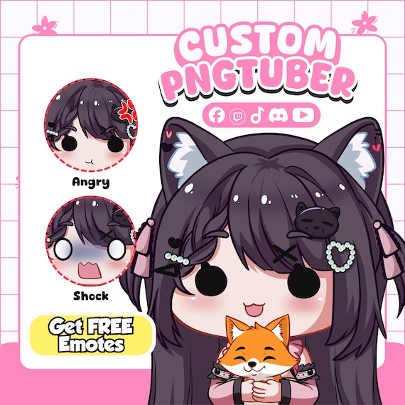 Custom Chibi PNGTuber, Pngtuber Commission, Streaming Avatar Commission, Catgirl PNGtuber, Neko PNGTuber, PNGtuber Model, Premade PNGTuber