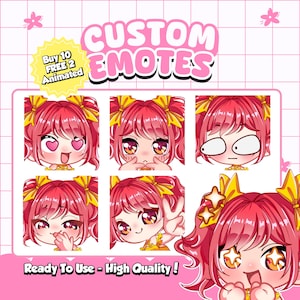 CUSTOM TWITCH EMOTES, animated emote, Vtuber emotes, Chibi Emotes, Cute Emotes, Kick Emotes, Discord, Facebook, twitch emote for streamer