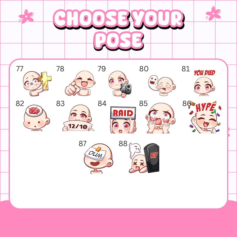 CUSOM TWITCH EMOTES, Telegram Sticker, Chibi Emotes, Twitch Emotes, Emote for streamer Twitch, Facebook, Discord, Chibi Emotes, Cute Emotes, Animal Emotes, Emotes commission, Custom Chibi, Chibi character, Custom emotes, Twitch, Cute Emotes, Kick Emotes, ych emotes, Vtuber Emotes, Twitch emotes pack, animated emotes, vtuber emotes, stream emotes, anime emotes, discord, emotes, Chibi character, chibi panel, Personalized twitch, Twitch overlay, Twitch, panel twitch, personalised gift, gift for him