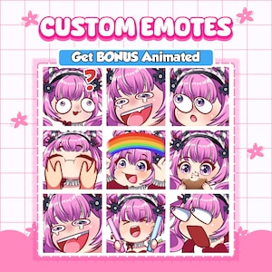 Custom Animated Emotes for Twitch & Discord | Chibi Emote Pack, Spring Emotes