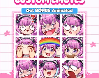 Custom Animated Emotes for Twitch & Discord | Chibi Emote Pack, Spring Emotes