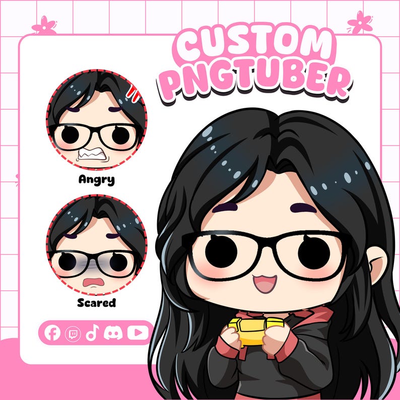 Custom Chibi PNGTuber, Pngtuber Commission, Streaming Avatar Commission, Custom PNGtuber, Chibi PNGTuber Avatar, PNGtuber Model, Gift, Youtube, Discord, twitch, Live2d Model, Custom Pngtuber model, Chibi Pngtuber, Vtuber commission, Custom Vtuber model, Custom live2d model, Avatar Model, Pngtuber Commission, Personalised avatar, Chibi commission, Pngtuber chibi, TikTok, Kick