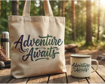 La aventura te espera SVG PNG. Camiseta para acampar al aire libre. Regalo para viajeros, aventuras y viajes.
