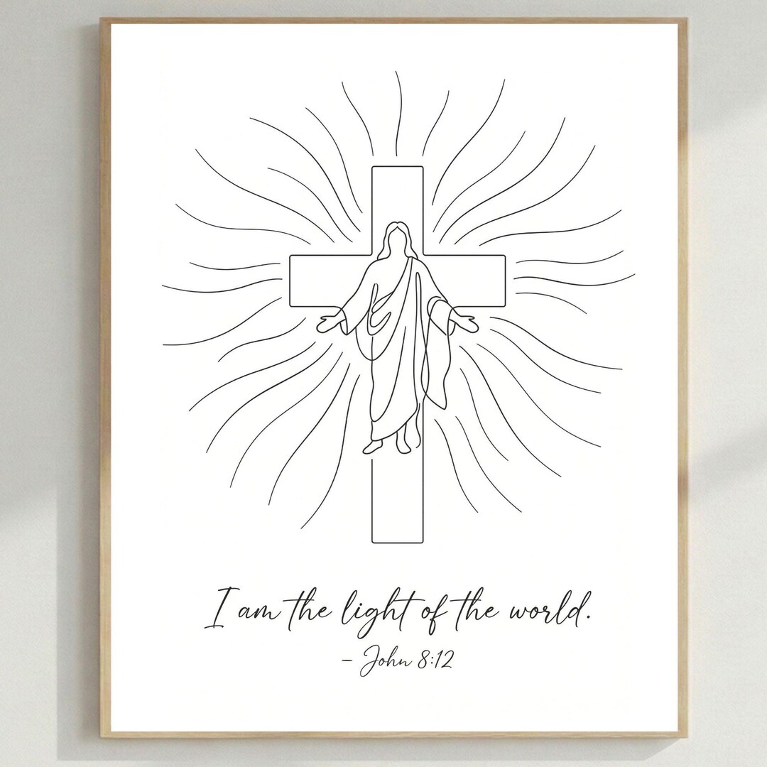 Jesus Light of the World Line Art Print (john 8:12) – Christian ...