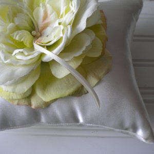 Fresh Green and Cream Rose Ring Bearer Pillow Wedding Pillow Wedding Decoration image 2