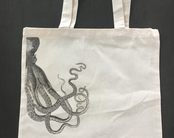 Tote Bag with Half an Octopus Design - 100 percent cotton tote bag - simple tote - reusable bag - shopping bag - save the planet