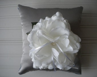 White Rose Ring Bearer Pillow - Wedding Pillow - Wedding Decoration