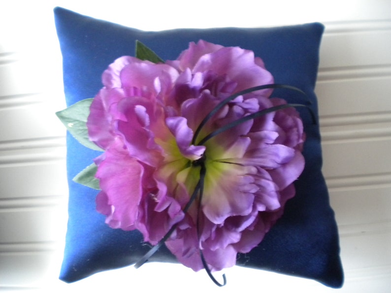 Bright Purple Peony Ring Bearer Pillow Wedding wedding ring rustic wedding bridal gift formal wedding ring bearer engagement image 1