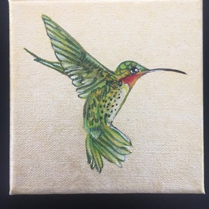 Golden Rufous Hummingbird Painting - mixed media - oil painting - acrylic painting - nature - fine art - bird