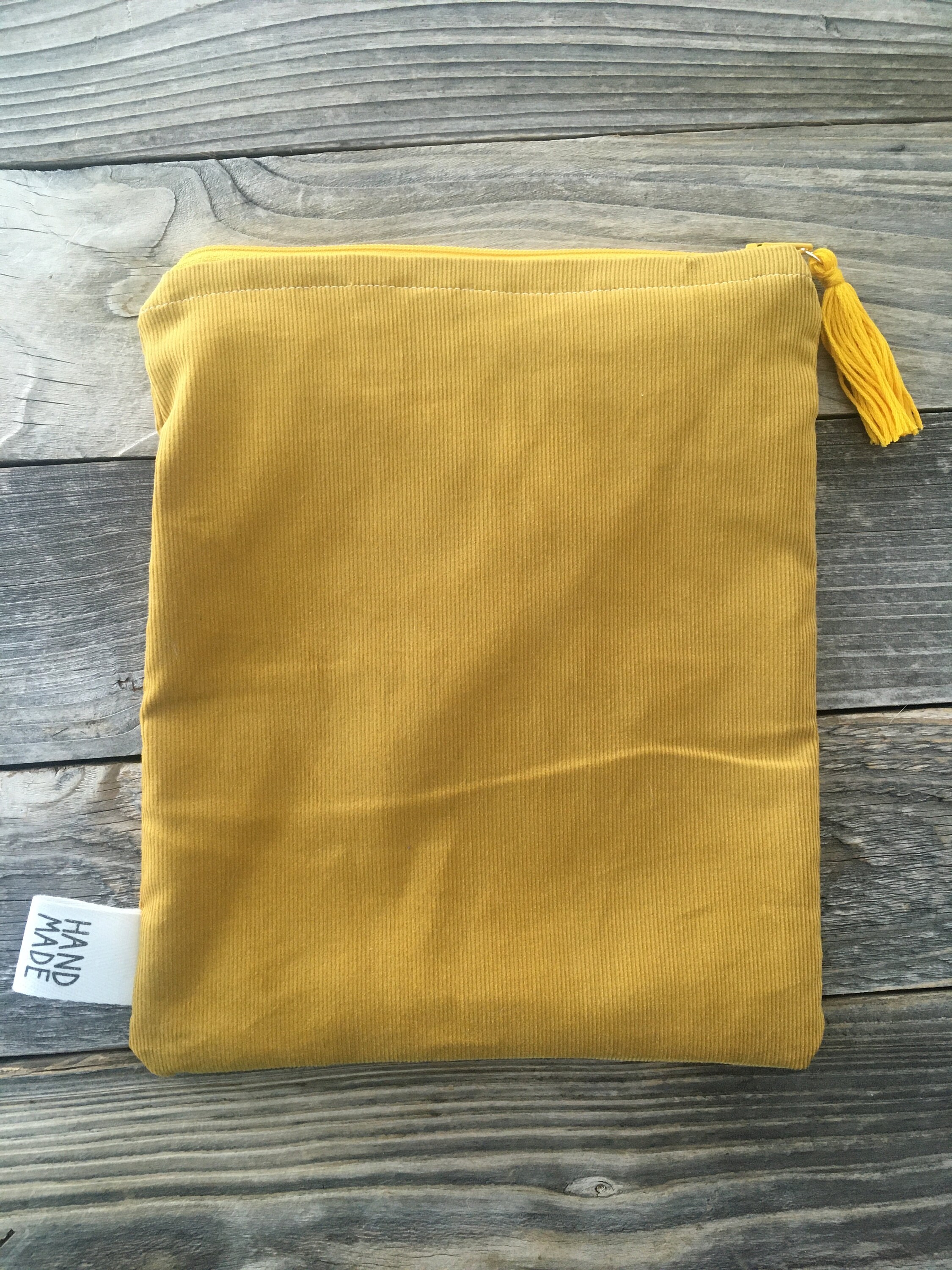 Corduroy Zipper Pouch mustard Yellow Zipper Pull Tassel Etsy