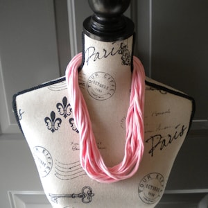 Jersey Scarf Necklace in Pink , Light Pink - Scarf - Jersey Scarf - Up-cycled Necklace - T-shirt Scarf - Recycled T-Shirt - Soft Scarf
