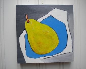 Bodegón de peras, pintura al óleo original - Arte - Pintura - Decoración del hogar - Naturaleza - Pintura al óleo - Listo para enviar - Arte pequeño