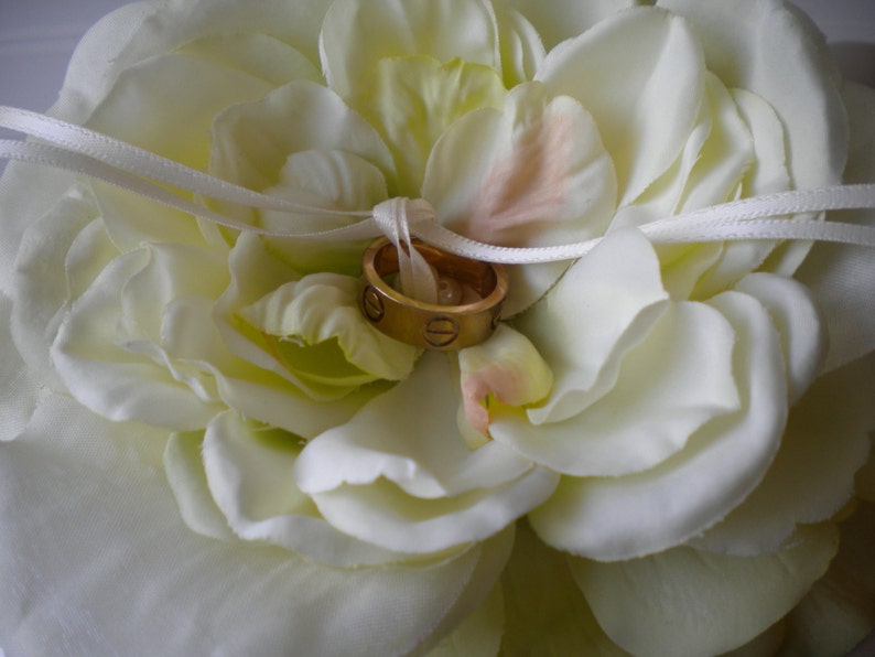 Fresh Green and Cream Rose Ring Bearer Pillow Wedding Pillow Wedding Decoration image 4