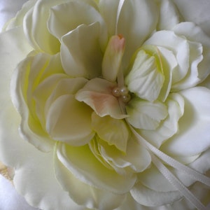 Fresh Green and Cream Rose Ring Bearer Pillow Wedding Pillow Wedding Decoration image 3