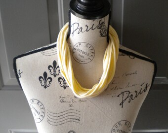 Jersey Scarf Necklace in Cream - Yellow - - Scarf - Jersey Scarf - Up-cycled Necklace - T-shirt Scarf - Recycled T-Shirt - Soft Necklace