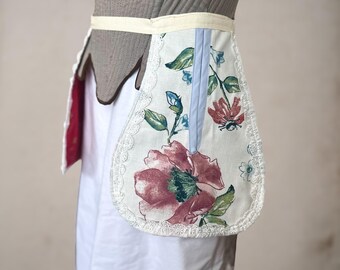 Floral 18th Century Pockets in Cotton Fabric with Ties & Storage | Heavy Duty Historical Cottagecore Clothing for Women