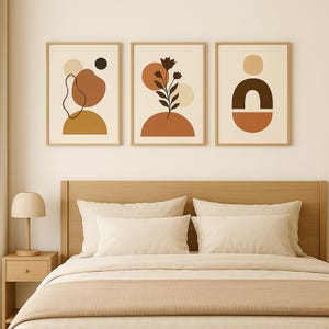 Terracotta Abstract Print Set: Boho Geometric Wall Art (Digital Download)