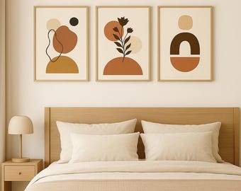 Terracotta Abstract Print Set: Boho Geometric Wall Art (Digital Download)