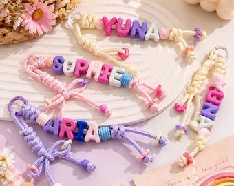 Llavero personalizado de ganchillo con dije de cremallera, dije para bolso personalizado, etiqueta para mochila, regalo de regreso a clases, regalo de cumpleaños para niños