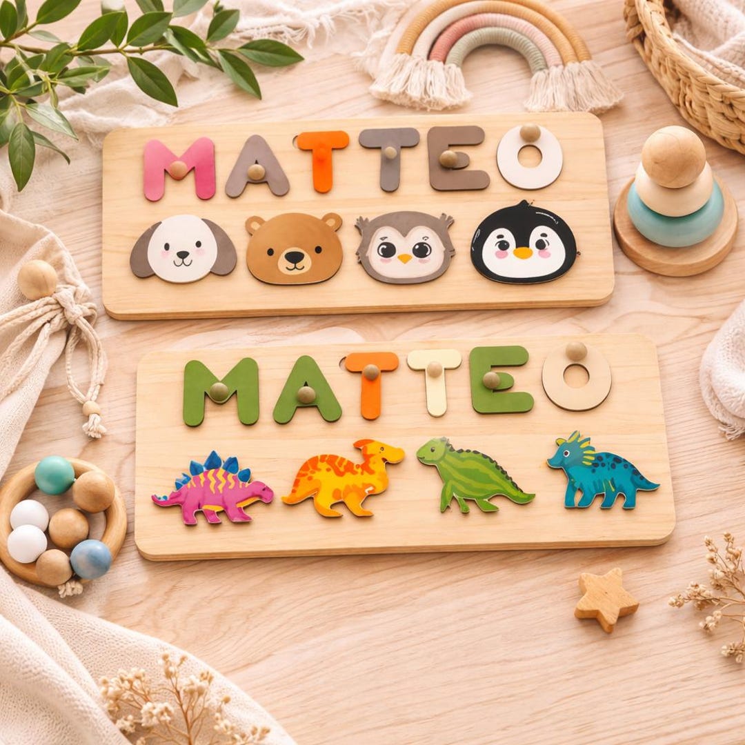 Personalized Baby Name Puzzle Wooden Toy, Custom Baby Gift, Montessori ...